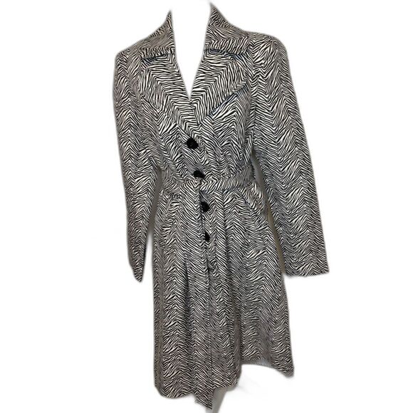 Cabi 007 Zeba Animal Print Button Up Trench Coat Jacket Womens Designer - Picture 1 of 8